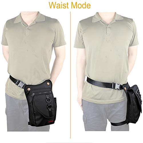 Larswon Thigh Pouch Bag - Tactical Waist Pack for Motorcycle, Waterproof Black - Image 2