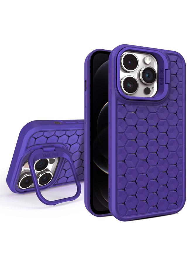 اس-توب جراب لهاتف iPhone 12 Pro مع حامل عدسات مشعة على شكل قرص العسل، جراب هاتف Magsafe - Image 1