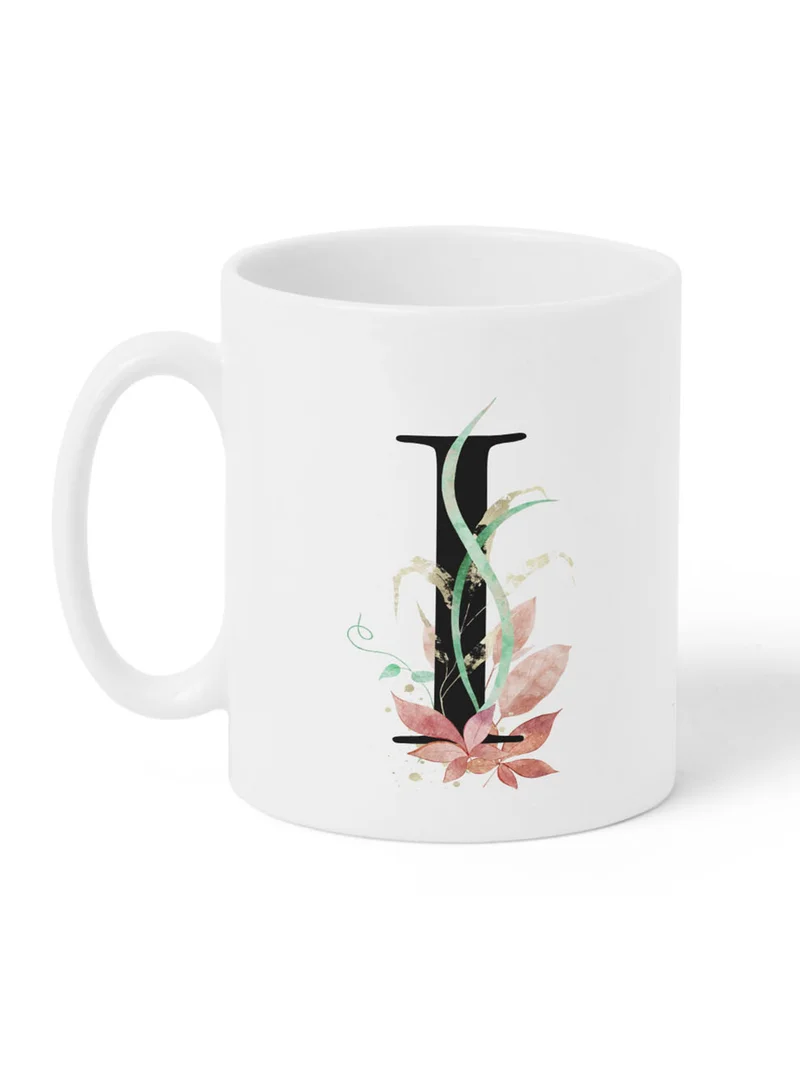 LOWHA 11 oz Ceramic Mug with Letter I Design on Both Sides