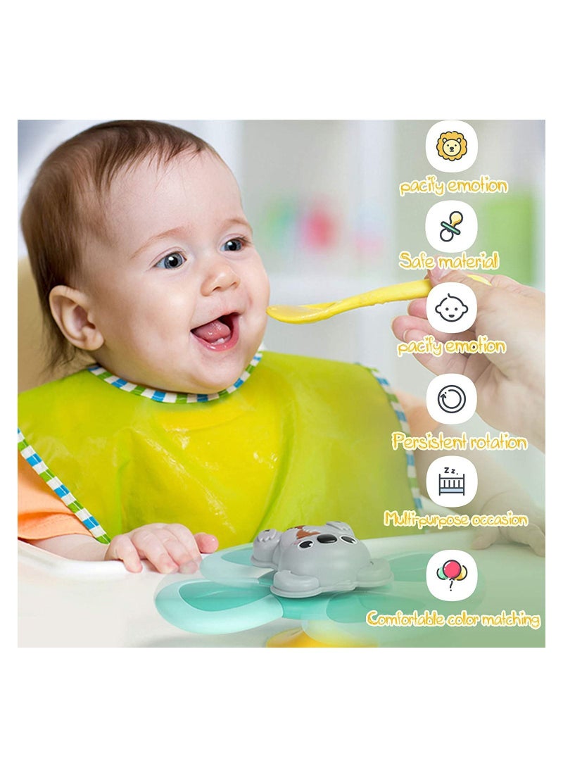 Sucker Spin Toy for Baby, 3 Pcs Spinning Baby Cartoon Animal Top Girls Boys with Rustling Sound and Rotating Wind Leaves - Teething Toys | Bath - Image 2