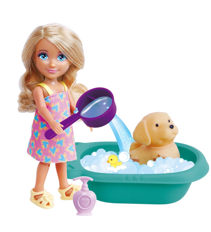Lulu Doll with Bathing Pet Dot & Color Change – 5 Inch Pet Care Series with Puppy, Bathtub and Bath Accessories | Girls Toys 3+ - Image 2