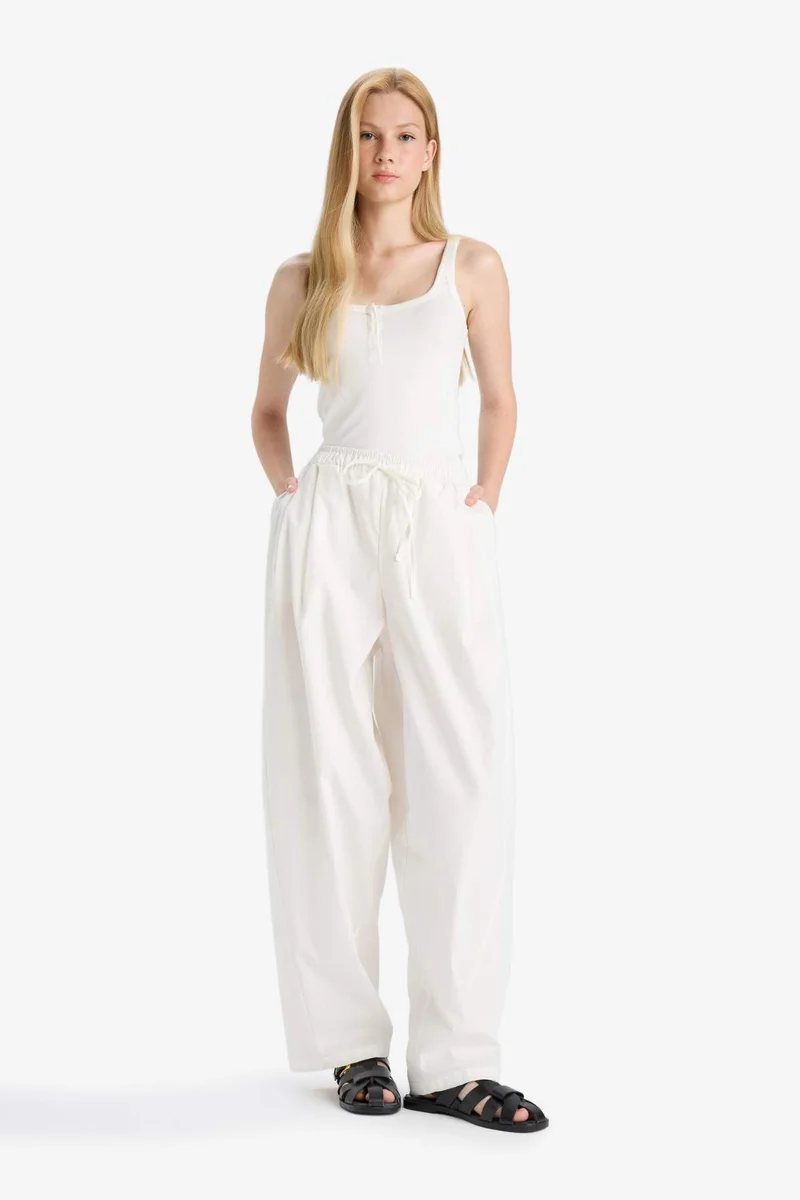 DeFacto Barrel Fit Normal Waist Poplin Trousers