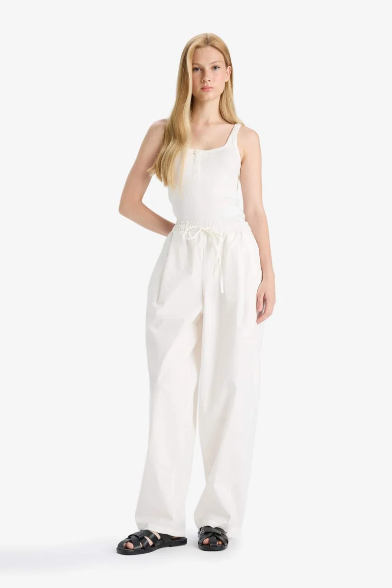 DeFacto Barrel Fit Normal Waist Poplin Trousers