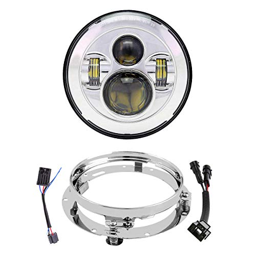 XPCTD 7 Inch LED Headlight Kit For Street Glide Road King Electra Glide Ultra Classic Fat Boy Tri Cvo Heritage Softail Slim Delux Ultra Limited Chrome - Image 1
