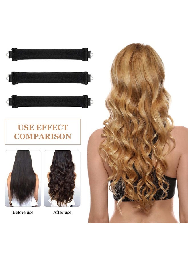 HS Heatless Hair Curler With Flexi Rods And Hook, Heatless Curling Rod For All Hair Types, Comfortable No-Heat Curlers To Sleep In, Overnight Blowout Curls, 3PCS Black  - Image 2