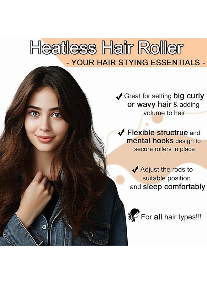 HS Heatless Hair Curler With Flexi Rods And Hook, Heatless Curling Rod For All Hair Types, Comfortable No-Heat Curlers To Sleep In, Overnight Blowout Curls, 3PCS Black  - Image 4