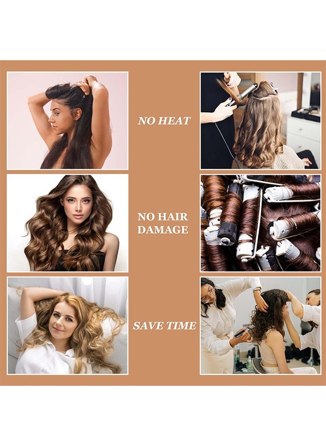 HS Heatless Hair Curler With Flexi Rods And Hook, Heatless Curling Rod For All Hair Types, Comfortable No-Heat Curlers To Sleep In, Overnight Blowout Curls, 3PCS Black  - Image 5