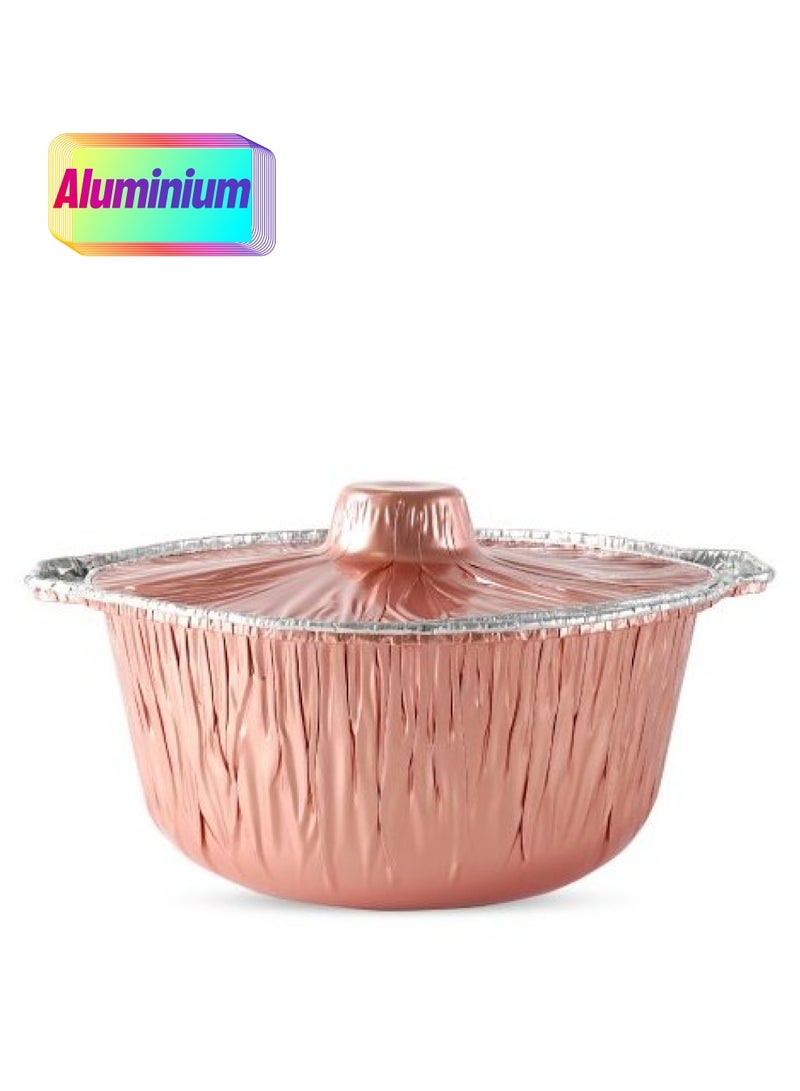 وعاء طعام من الألمنيوم باللون الوردي الذهبي مع غطاء 30 × 12 سم R3012 - Image 1