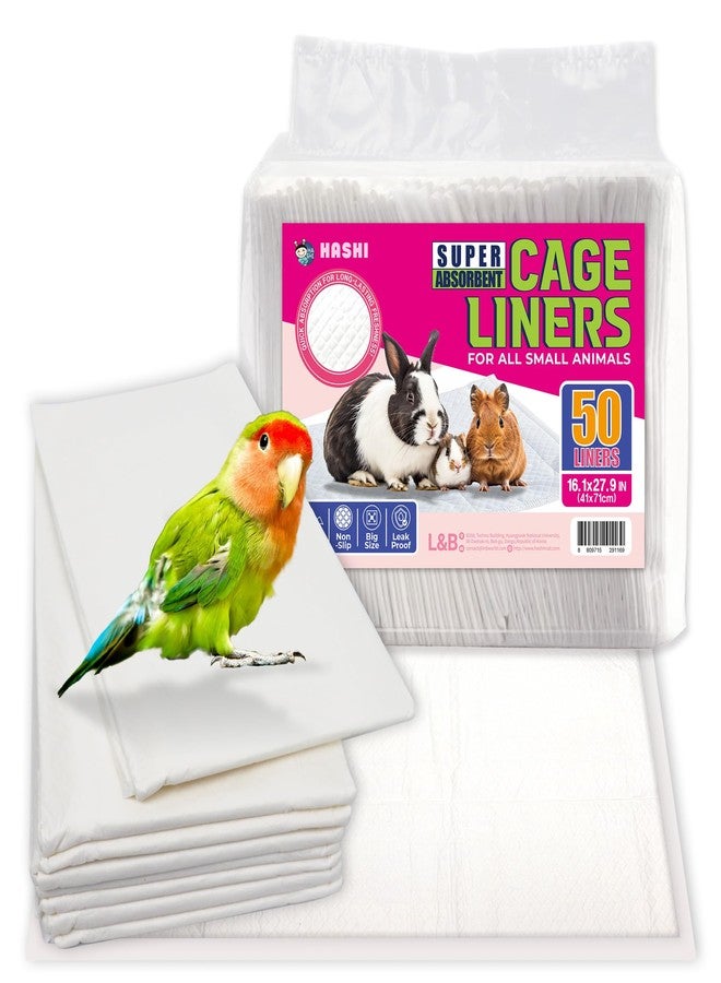 Hashi HA SHI Absorbent Bird Cage Liner - 27.9 x 16.1 Inches, 50 Pads, Disposable, Durable 5-Layer, Leak-Proof, Quick-Drying, Odor-Free for Parrots, Parakeets, Budgies, Canaries, Cockatoos - Image 1