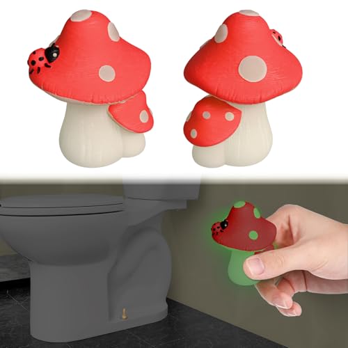 boeemi Cute Mushroom Toilet Bolt Covers Decorative Glow in The Dark Toilet Caps Bathroom Decor for Floor Bolt Screws (2PCS, PLA, Easy Install) - Image 1
