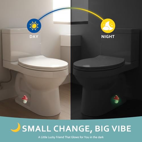 boeemi Cute Mushroom Toilet Bolt Covers Decorative Glow in The Dark Toilet Caps Bathroom Decor for Floor Bolt Screws (2PCS, PLA, Easy Install) - Image 2