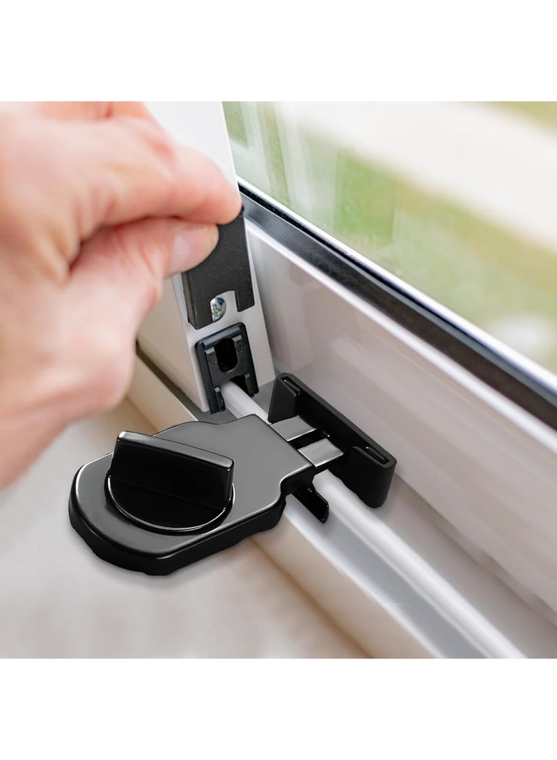 Luckam 2Pcs Sliding Window Locks, Adjustable Iron Security Stoppers, Safety Locks for Vertical/Horizontal Sliding Windows, Patio Doors, Childproof Home Protection, Anti-Intrusion Window Guards (Black) - Image 2