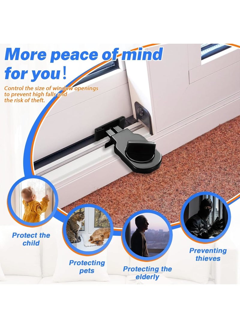Luckam 2Pcs Sliding Window Locks, Adjustable Iron Security Stoppers, Safety Locks for Vertical/Horizontal Sliding Windows, Patio Doors, Childproof Home Protection, Anti-Intrusion Window Guards (Black) - Image 3