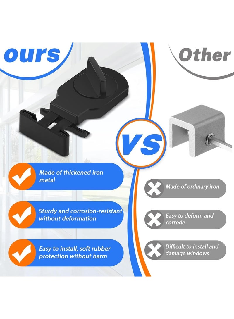 Luckam 2Pcs Sliding Window Locks, Adjustable Iron Security Stoppers, Safety Locks for Vertical/Horizontal Sliding Windows, Patio Doors, Childproof Home Protection, Anti-Intrusion Window Guards (Black) - Image 5