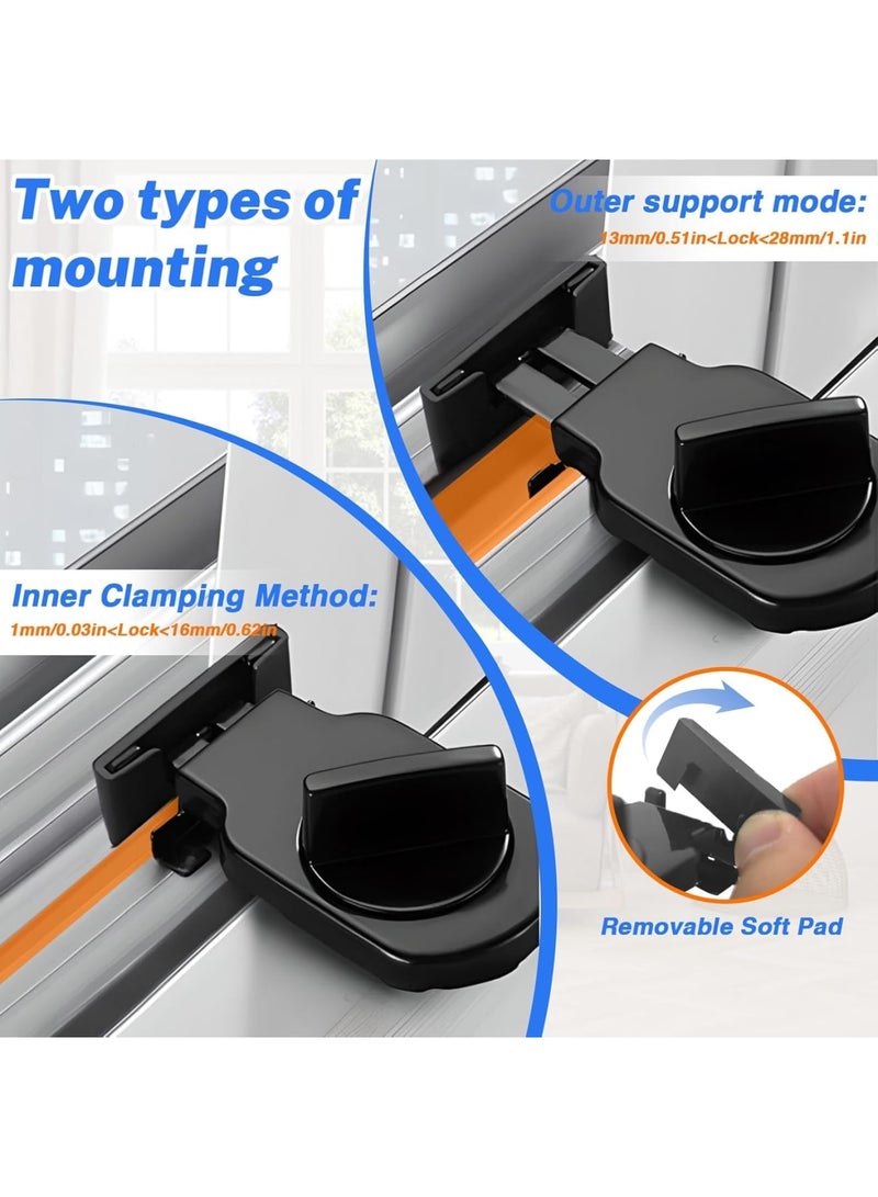 Luckam 2Pcs Sliding Window Locks, Adjustable Iron Security Stoppers, Safety Locks for Vertical/Horizontal Sliding Windows, Patio Doors, Childproof Home Protection, Anti-Intrusion Window Guards (Black) - Image 4