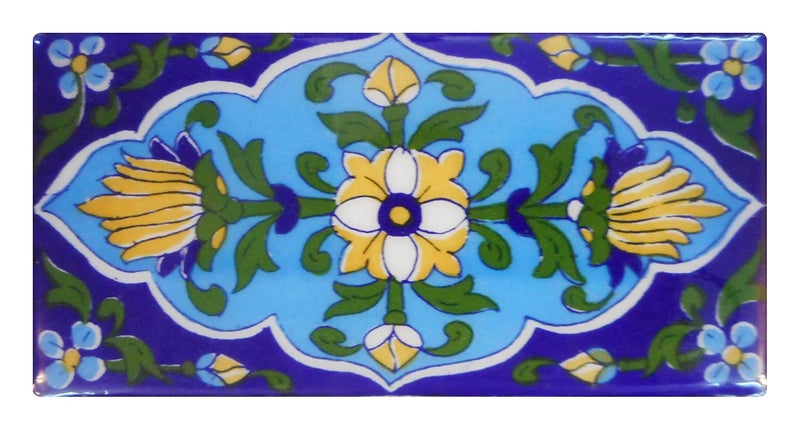 SHIVKRIPA BLUE ART POTTERY Ceramic Handmade Tiles 15 x 75 x 05 cm Blue Pack of 6