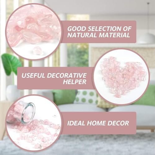JOHOUSE Rose Quartz Crystals, 1lb Pink Crushed Rose Quartz Chips Bulk Tumbled Stones Irregular Shaped Succulent Pebbles Decorative Rocks for Aquarium Fish Tank Vase Filler DIY Crafts Indoor Plants - Image 5