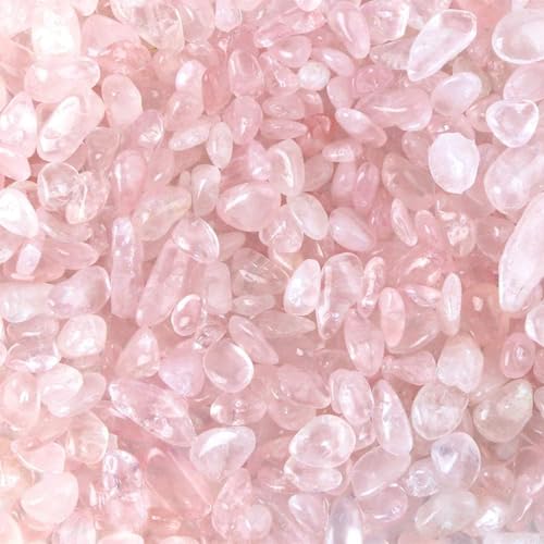 JOHOUSE Rose Quartz Crystals, 1lb Pink Crushed Rose Quartz Chips Bulk Tumbled Stones Irregular Shaped Succulent Pebbles Decorative Rocks for Aquarium Fish Tank Vase Filler DIY Crafts Indoor Plants - Image 1