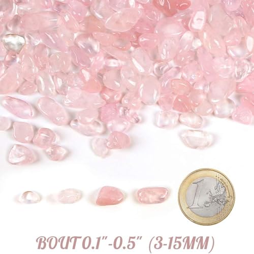 JOHOUSE Rose Quartz Crystals, 1lb Pink Crushed Rose Quartz Chips Bulk Tumbled Stones Irregular Shaped Succulent Pebbles Decorative Rocks for Aquarium Fish Tank Vase Filler DIY Crafts Indoor Plants - Image 2