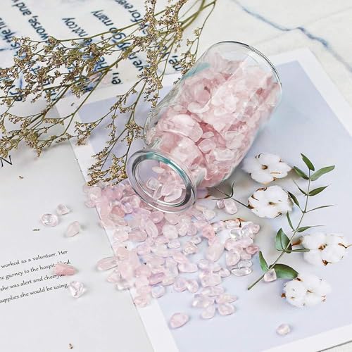 JOHOUSE Rose Quartz Crystals, 1lb Pink Crushed Rose Quartz Chips Bulk Tumbled Stones Irregular Shaped Succulent Pebbles Decorative Rocks for Aquarium Fish Tank Vase Filler DIY Crafts Indoor Plants - Image 4