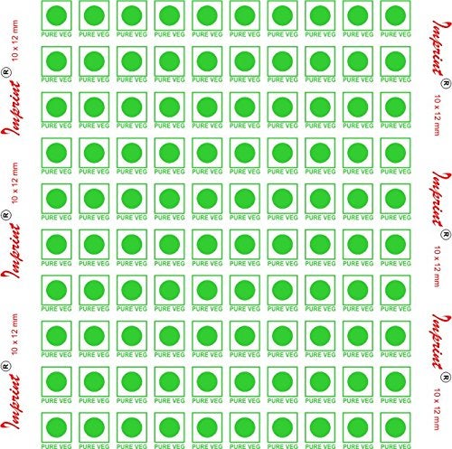 IMPRINT Self Adhesive 500 Veg Round Stickers(with Pure Veg Caption) Green Dot with Green Border, Size 10 mm x 12 mm Approx - Image 4
