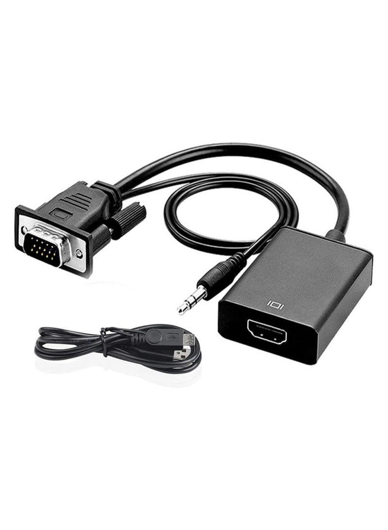 VGA to HDMI Converter with 3.5mm Audio Cable and Power Cable VGA to HDMI Converter 1080p 60Hz Compatible with VGA Male and HDMI Female for Display and TV - Image 1