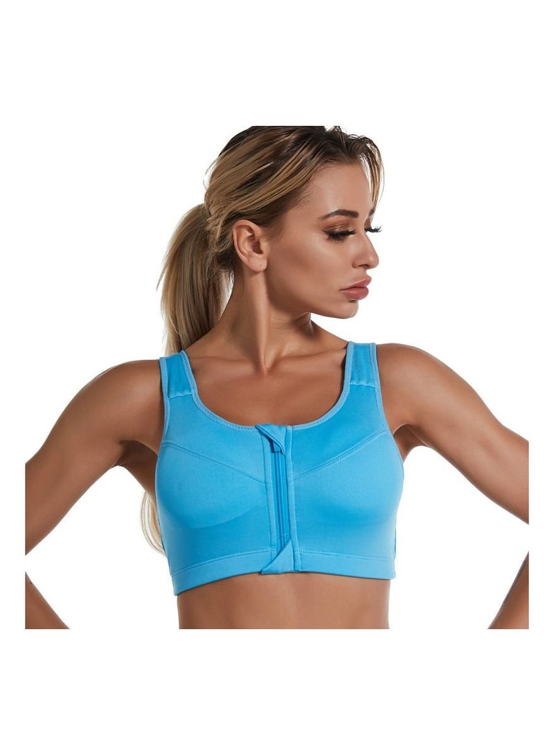 Loquat Front Zipper No Steel Ring Gathering Shock Proof Sports Bra 