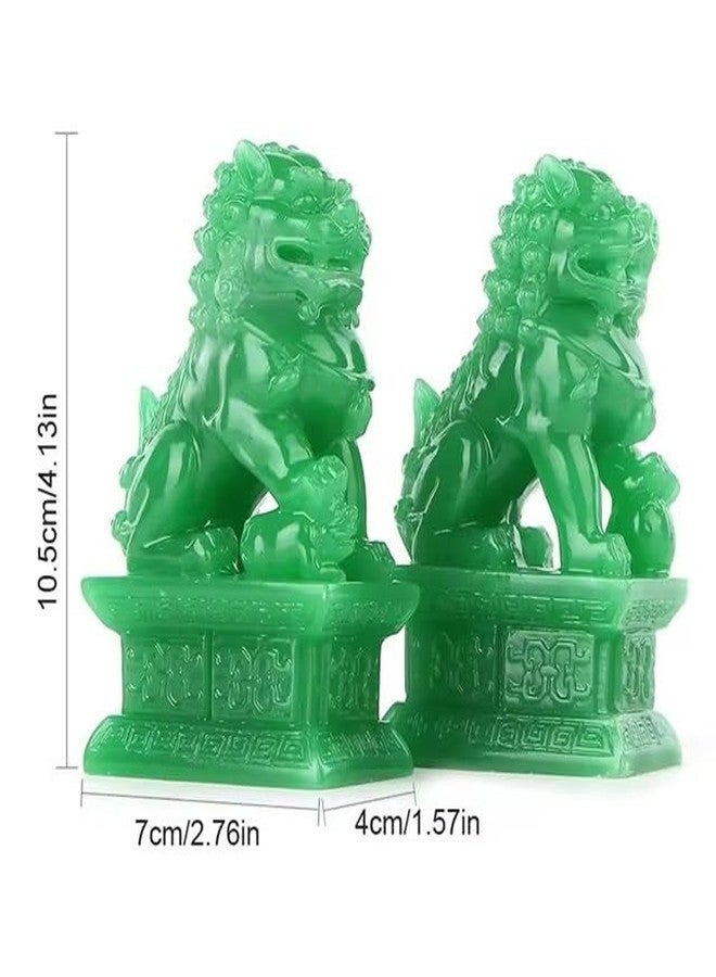 LinaLife 2pcs 4.1" Wealth Porsperity Fu Foo Dogs Guardian Lion Statues Best Housewarming Congratulatory Ward Off Evil Energy Feng Shui Decor China Traditional Statues Hand Carved Sculpture Crafts Home Feng - Image 2