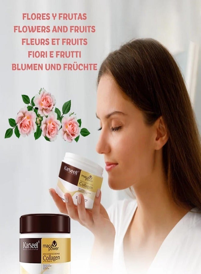 Karseell Collagen Hair Treatment Deep Repair Conditioning Argan Oil Collagen Hair Mask Essence for Dry Damaged Hair All Hair Types 16.90 oz 500ml - Image 3