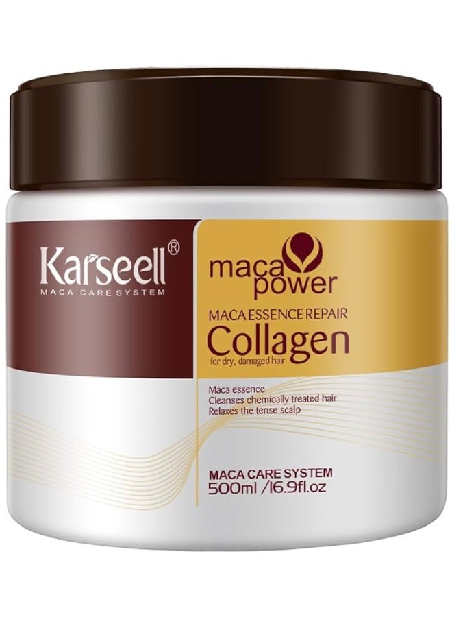Karseell Collagen Hair Treatment Deep Repair Conditioning Argan Oil Collagen Hair Mask Essence for Dry Damaged Hair 16.90 oz - 500ml - Image 1