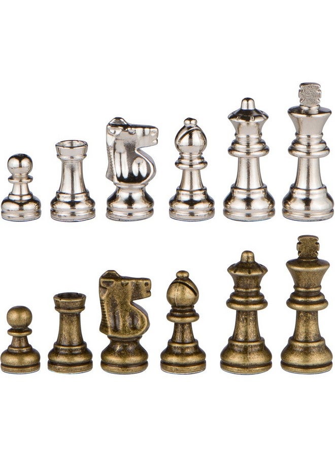 Best Chess Set لوحة شطرنج من خشب القيقب والماهوجني والسابلي مزينة بقطع معدنية، ملك 2.5 بوصة، وملكات إضافية (مجموعة كبيرة 15 × 15 بوصة) - Image 5