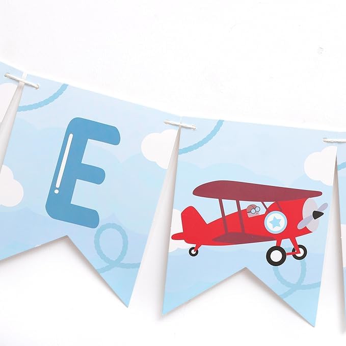 Rweseo Time Flies Vintage Airplane Banner - Airplane 1st Birthday Banner, Time Flies Party Decorations, Time Flies Boy 1st Birthday Decorations - Image 4