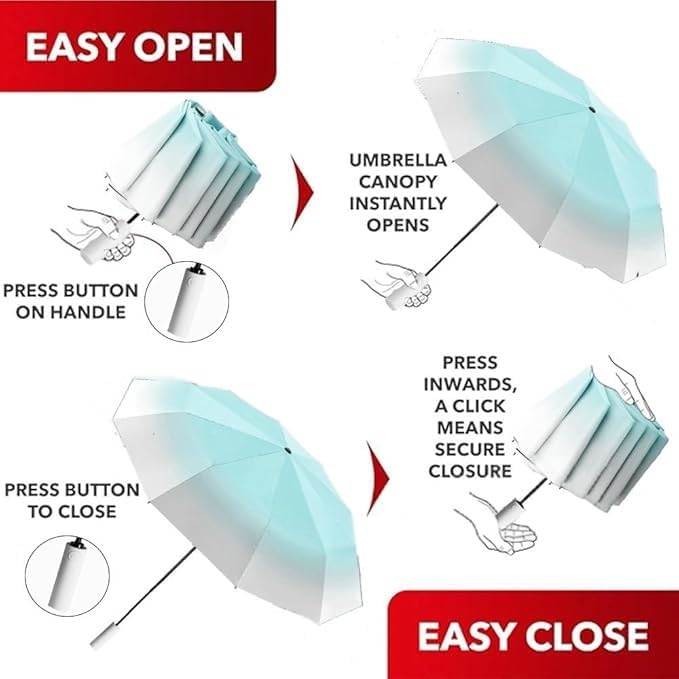 Diablos Umbrella for Rain, UV umbrella for Sun Protection, Double Color Primium Fully Automatic 3 Fold Windproof Travel Umbrellas, Big Size Folding Umbrella for Men, Women (Grass Green) - Image 3