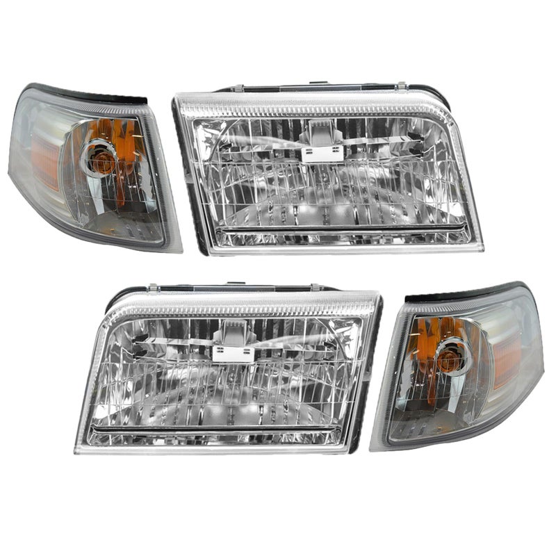 TRQ Driver  Passenger Side Headlight and Corner Light Kit Compatible with 20062011 Mercury Grand Marquis FO2502222 FO2503222 FO2526103 FO2527103