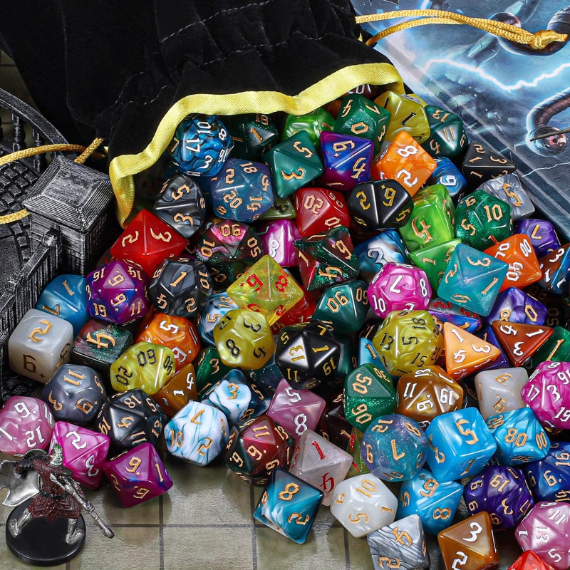 CiaraQ DND Dice Set - 26 x 7 (182pcs) Polyhedral Dice for Dungeons and Dragons D&D RPG MTG Role Playing Table Games, with a Large Flannel Bag - Image 5