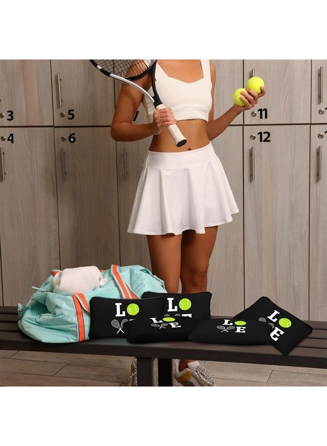 Moukeren 12 Pieces Tennis Makeup Bag Cosmetic Bag with Words Tennis Travel Storage Bags Portable Storage Case Toiletry Bag Accessories with Zippers for Tennis Players Teams Women Girls (Black) - Image 4