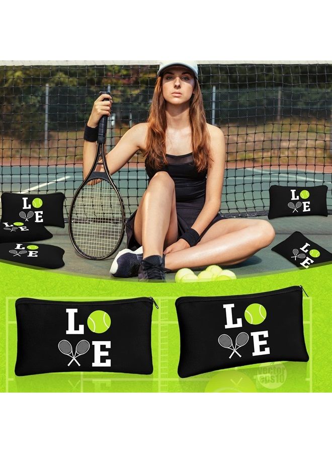 Moukeren 12 Pieces Tennis Makeup Bag Cosmetic Bag with Words Tennis Travel Storage Bags Portable Storage Case Toiletry Bag Accessories with Zippers for Tennis Players Teams Women Girls (Black) - Image 5