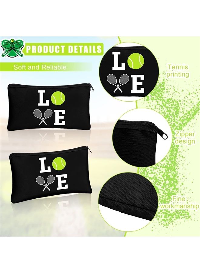 Moukeren 12 Pieces Tennis Makeup Bag Cosmetic Bag with Words Tennis Travel Storage Bags Portable Storage Case Toiletry Bag Accessories with Zippers for Tennis Players Teams Women Girls (Black) - Image 3