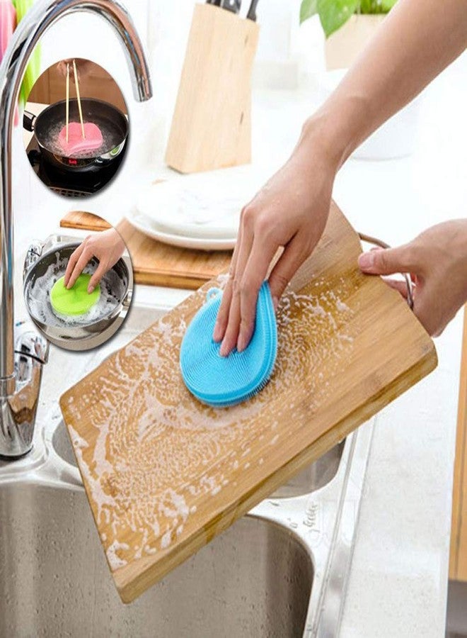 SOLEGLOW Silicone Dishwashing Sponge - Soft Antibacterial Kitchen Scrubber | Reusable, Non-Scratch Cleaning Brush for Dishes, Pots, Pans & Surfaces (Pack of 12) - Image 2