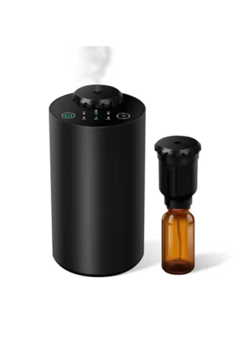 معطر بوغ موزع زيت عطري بدون ماء مع أنبوب رذاذ سميك، موزع نيبولايزر قابل للشحن بدون سلك، 3 مستويات رذاذ ومؤقت، أسود من سبائك الألومنيوم - Image 2