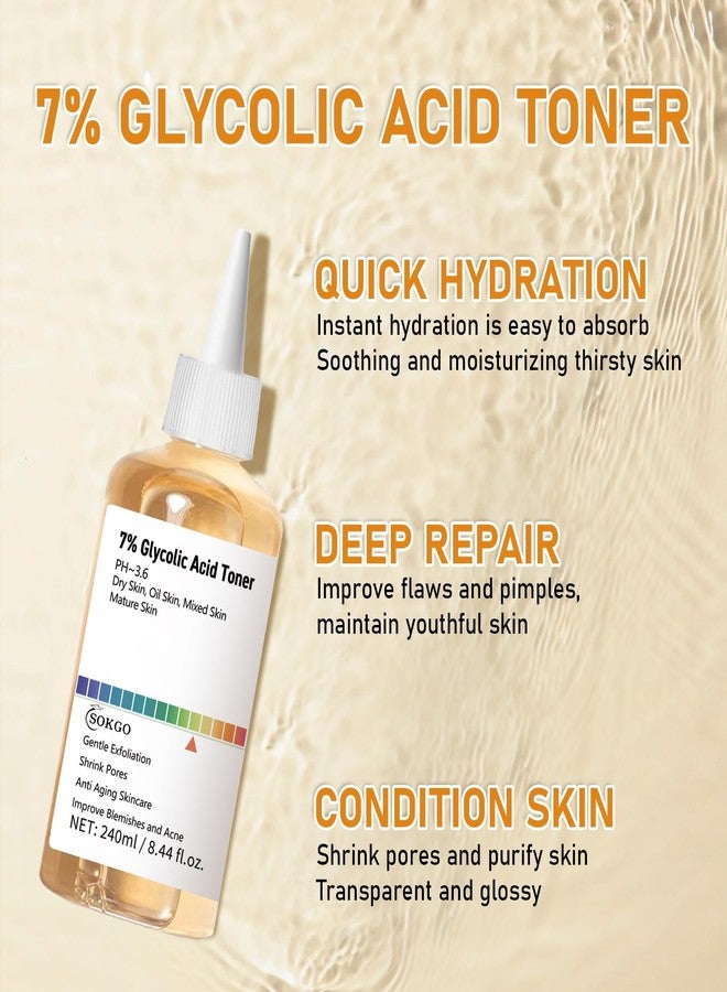 Sokgo 7% Glycolic Acid Exfoliating Toner, Exfoliating Facial Toner, Pore Minimizing Toner, Smooth Skin, Even Tone, Hydrating Formula - Image 4