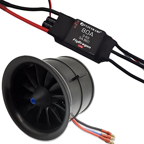 Flycolor طائرة نفاثة FLYCOLOR EDF 70mm 3400KV 4S RC مع مروحة قنطرية 12 شفرة ومحرك بدون فرش مع ESC 80A36S تم اختبار توازنها - Image 1