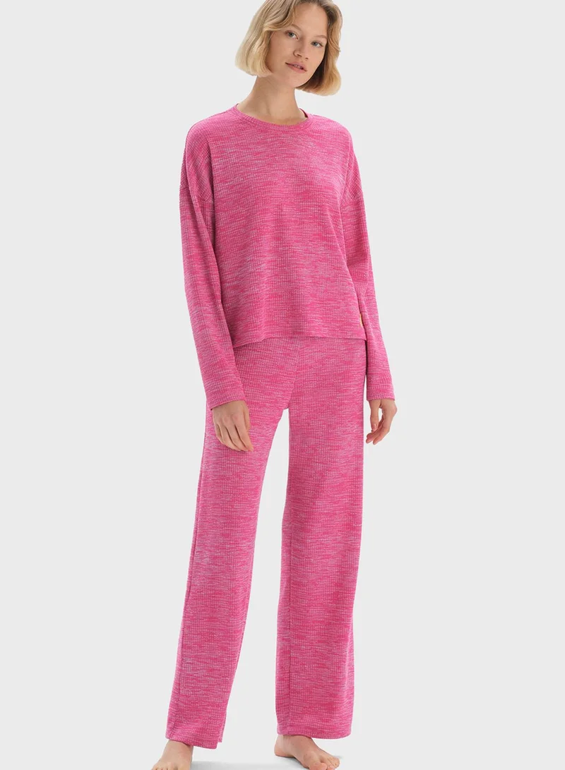 dagi Crew Neck Ruched Detail Night Suit
