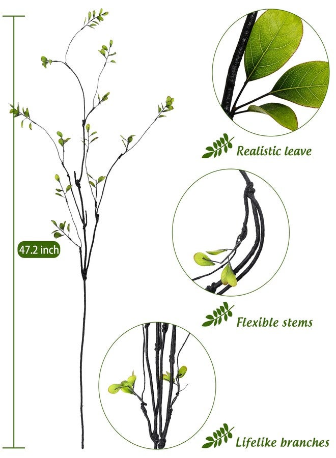 AUSTOR 3 Packs Artificial Ficus Branches Faux Eucalyptus Stems, 47.2'' Tall Green Stems Realistic Ficus Twig for Vase Filler Home Wedding Office Decor - Image 2