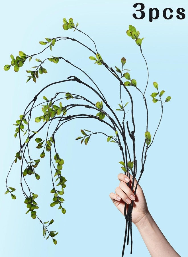 AUSTOR 3 Packs Artificial Ficus Branches Faux Eucalyptus Stems, 47.2'' Tall Green Stems Realistic Ficus Twig for Vase Filler Home Wedding Office Decor - Image 3