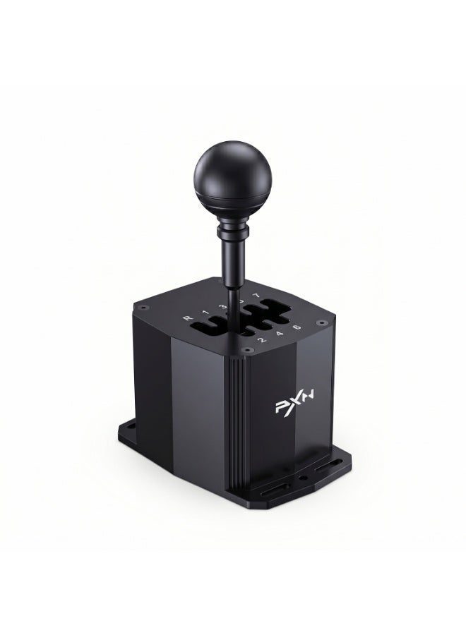 PXN SF-U Racing Simulator Shifter, 7+R H‑Pattern Manual Gearbox with Push‑Down Reverse & 7th Gear, Dual Hall Sensor Non‑Contact Switch, Spring Ball Bearing Groove for Tactile Suction Feel, Replaceable M10 Shift Knob, for PC Windows 10/11 & Major Racing Games - Image 1