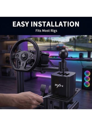 PXN SF-U Racing Simulator Shifter, 7+R H‑Pattern Manual Gearbox with Push‑Down Reverse & 7th Gear, Dual Hall Sensor Non‑Contact Switch, Spring Ball Bearing Groove for Tactile Suction Feel, Replaceable M10 Shift Knob, for PC Windows 10/11 & Major Racing Games - view 4