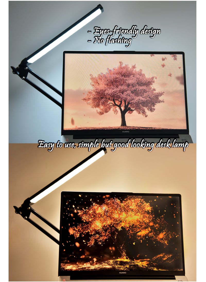 Generic 3 Fold Adjustable LED Desk Lamp with Clamp (Home and Office) Good Quality Dimmable Metal Swing Arm 3 Color mode USB Charging For kids and work  - Image 1