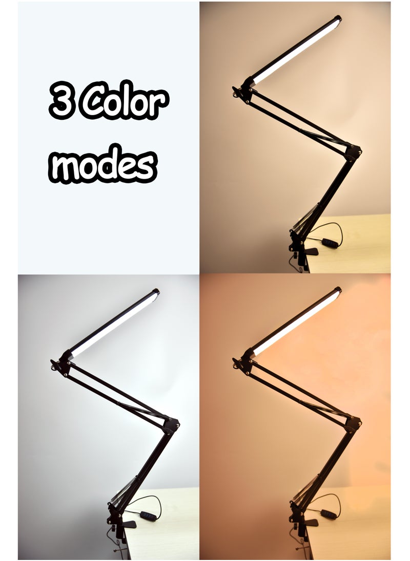 Generic 3 Fold Adjustable LED Desk Lamp with Clamp (Home and Office) Good Quality Dimmable Metal Swing Arm 3 Color mode USB Charging For kids and work  - Image 5