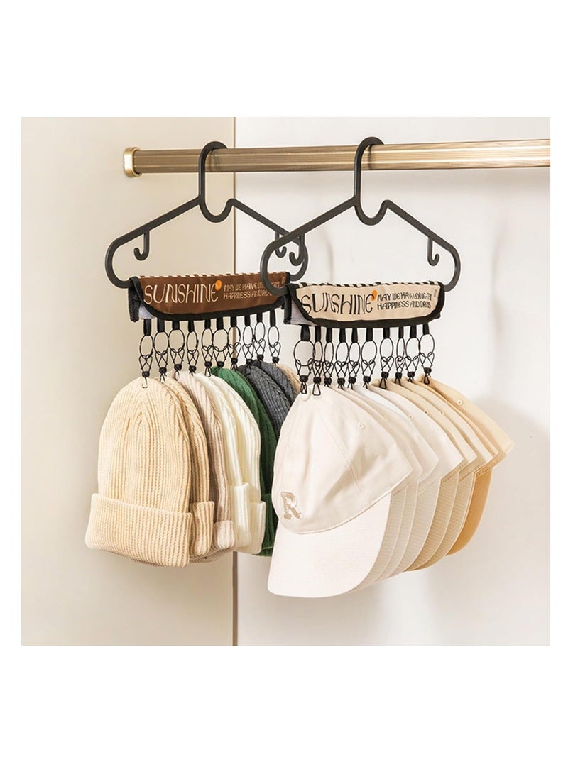 Folding Hat Rack With Stainless Steel Clips - Multifunctional Cap Organizer Hanger For Closet, Travel Clothespins 10 Baseball Caps, Socks, Bras, And Accessories Beige - Image 1